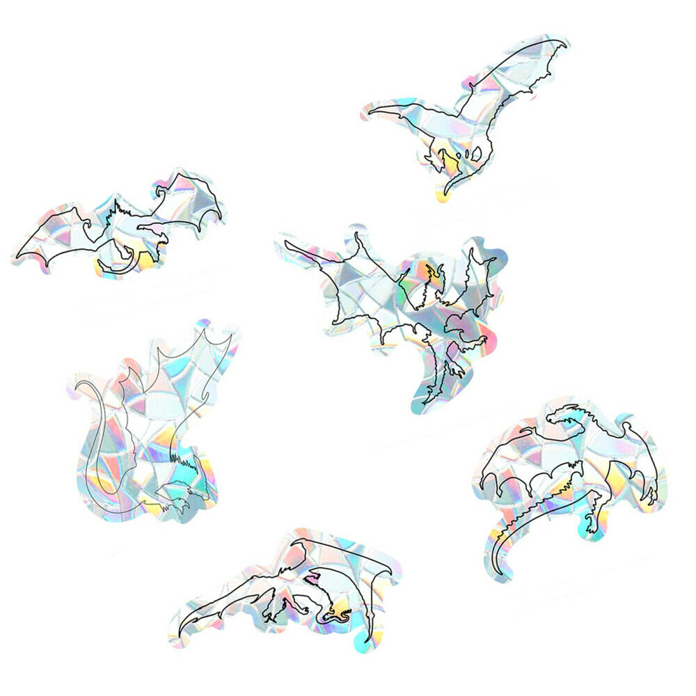 6pcs Cartoon Dinosaur Rainbow Window Wall Clings Home Decor Glass Stickers