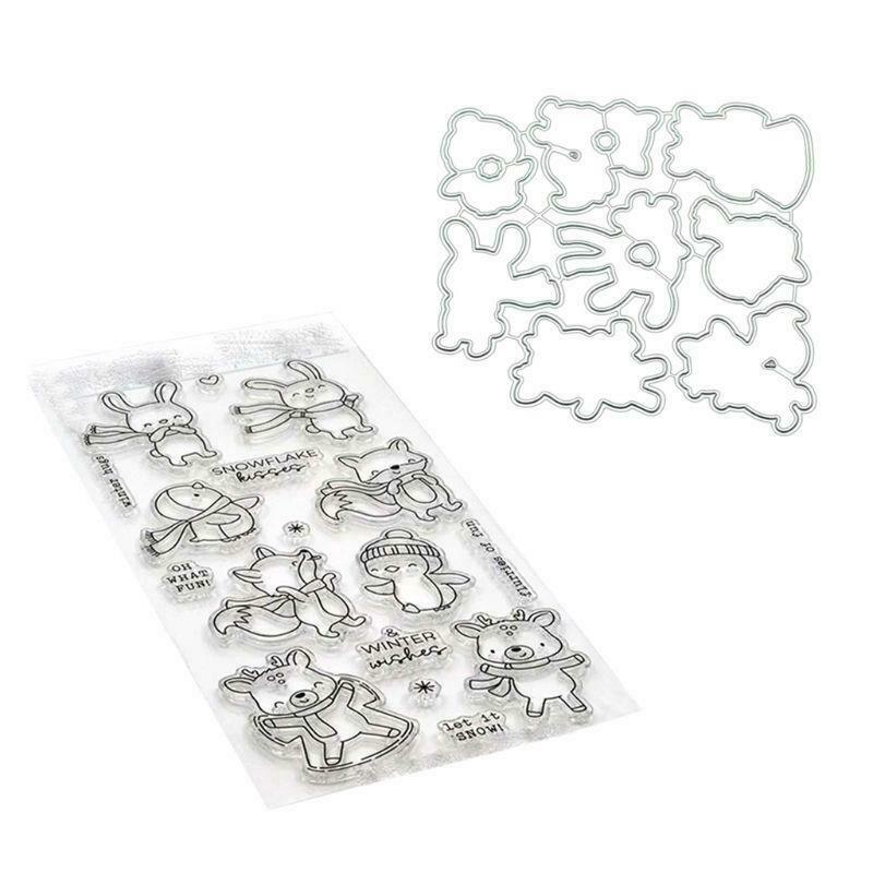 Rabbit Penguin Cutting Dies Clear Stamp for DIY Scrapbooking PaperCard Embossing
