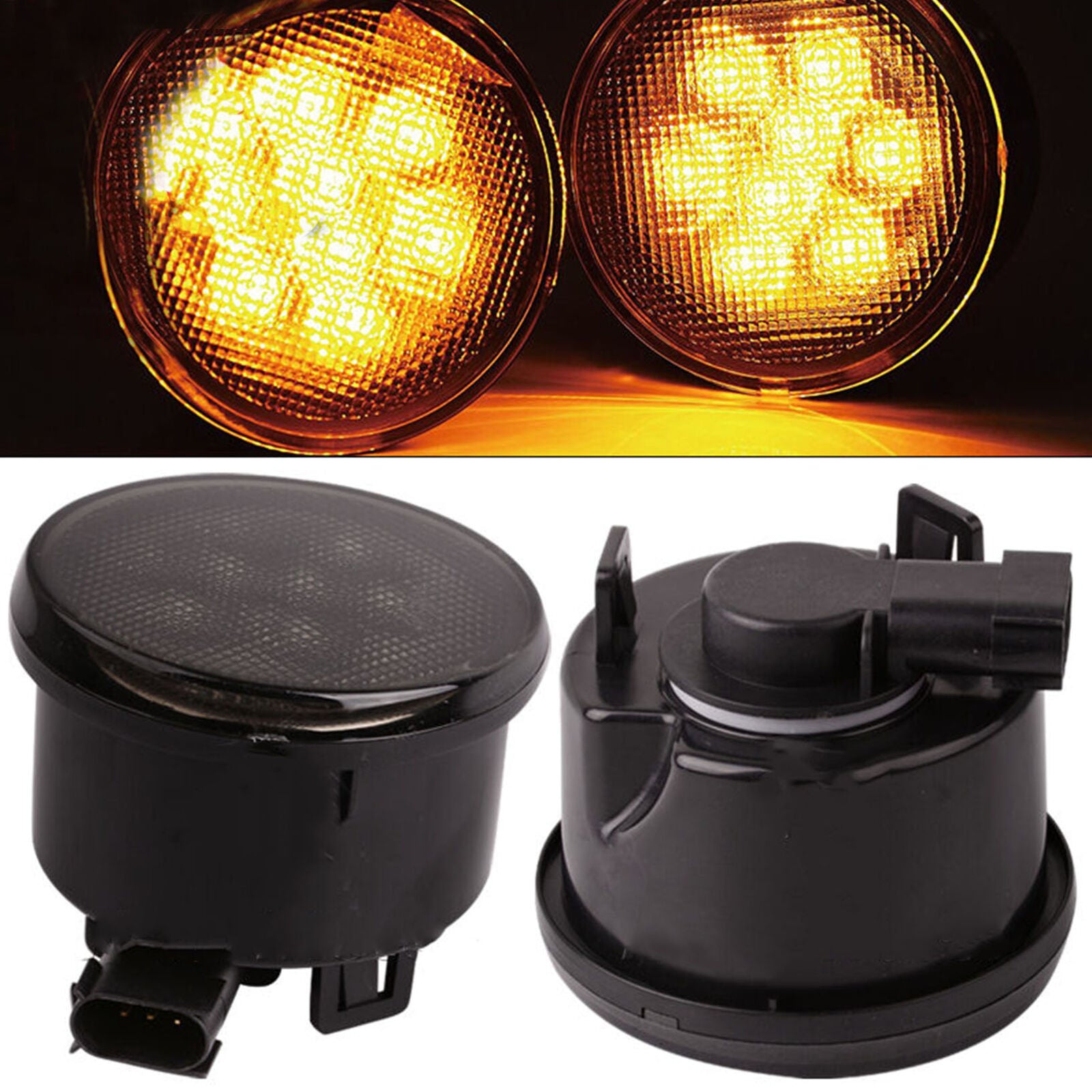 2X Front Grill Turn Signal Light LED Amber for Jeep for Wrangler JK 2007-2017 CI