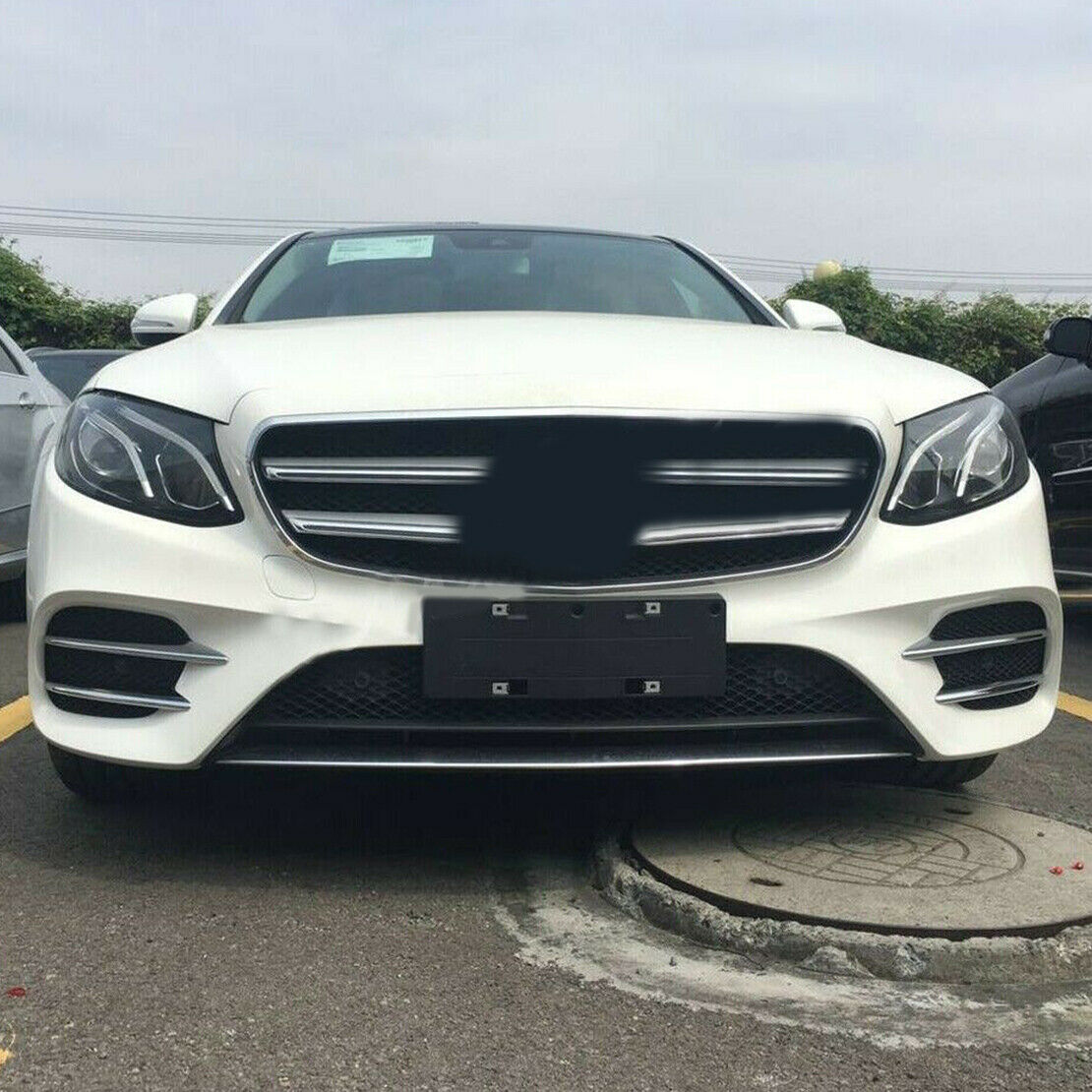 Front Bumper Grille Fog Light Trim Fit For Mercedes Benz E Class C238 Chrome