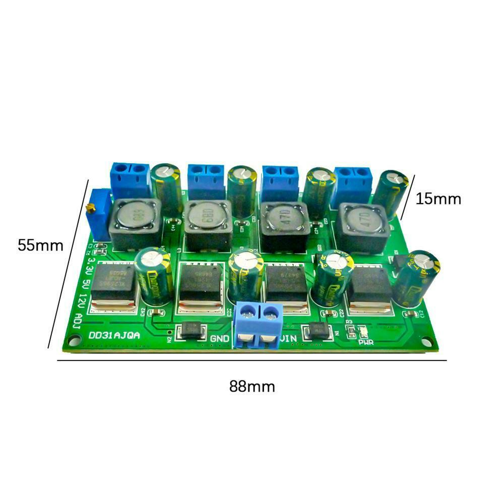 4 Channel Step-down Power Module Buck Converter DC-DC 4.5-30V to 3.3V/5V/12V 3A