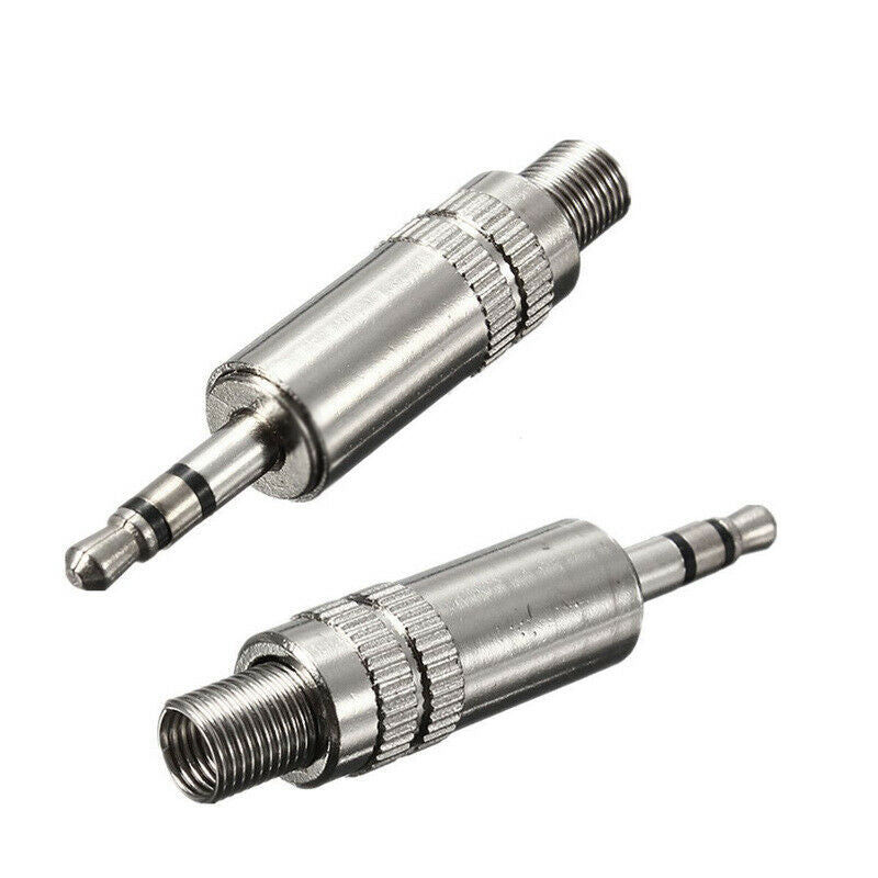 2pcs 3.5mm 3 pole Jack Plug Headphone Male Stereo Audio Solder Adapter Connector