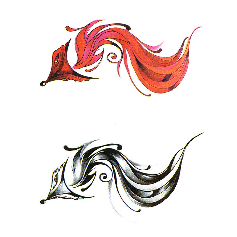 2Pcs/Set Waterproof Tattoos For Women Body Art Blue Red Black Fox Tattoo Stic FT