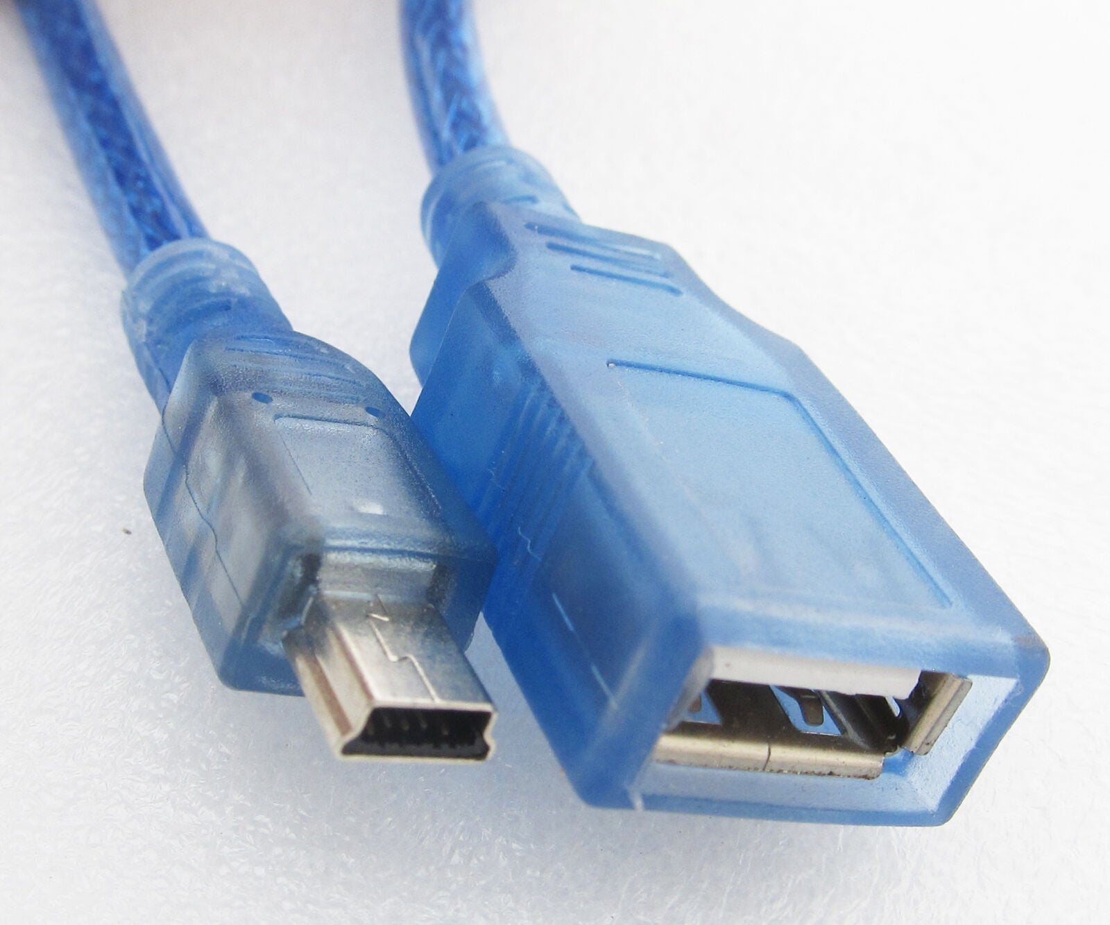 10pcs USB A Female to Mini 5pin Male Convert Data Cable 1ft 30cm Universal Blue