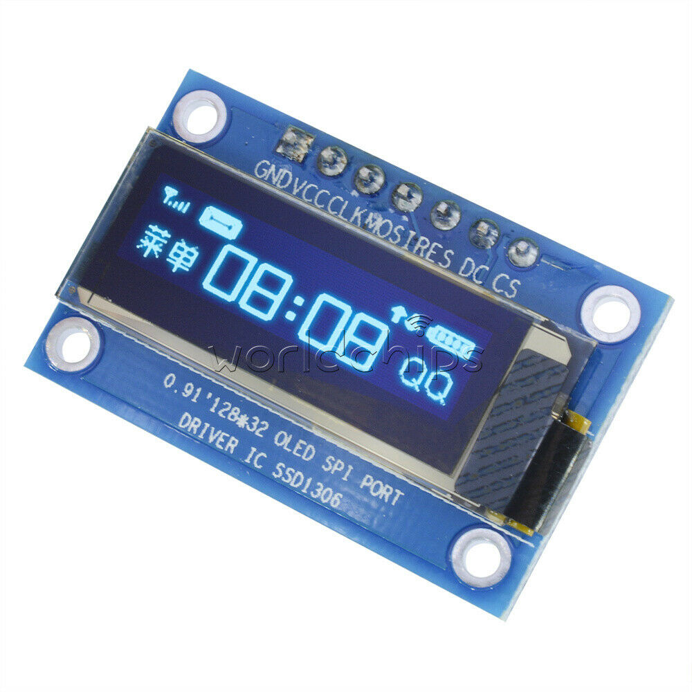 7PIN SPI 0.91" Inch Blue 128x32 OLED LCD Display Screen SSD1306 For Arduino R3