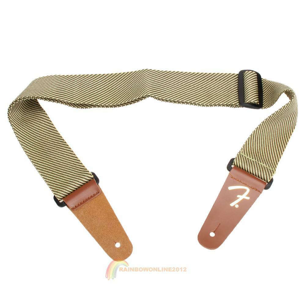 Adjustable Polyester Strap Leather End Acoustic Tweed Electric Bass Guitar Belt