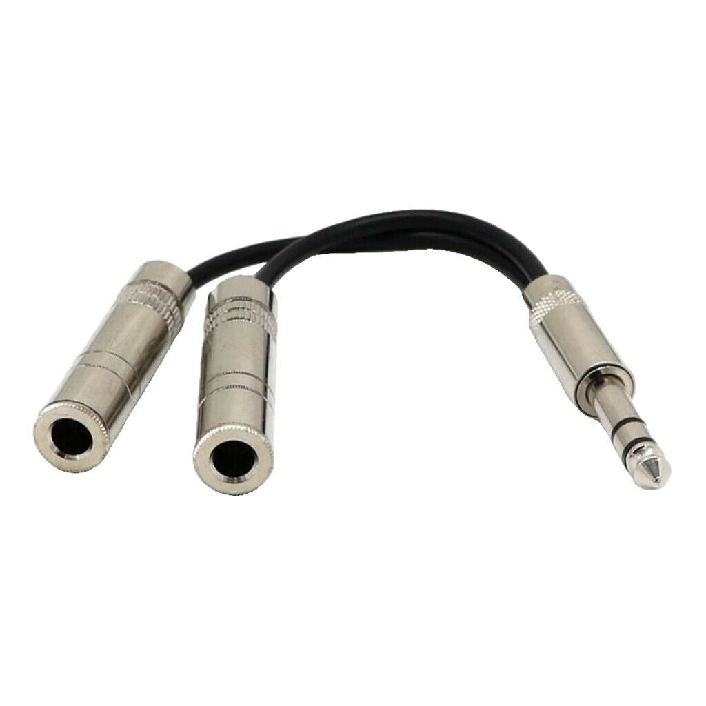 8inch Long 6.35mm Male to 2× 1/4" Female Audio Y Splitter Stereo Cable