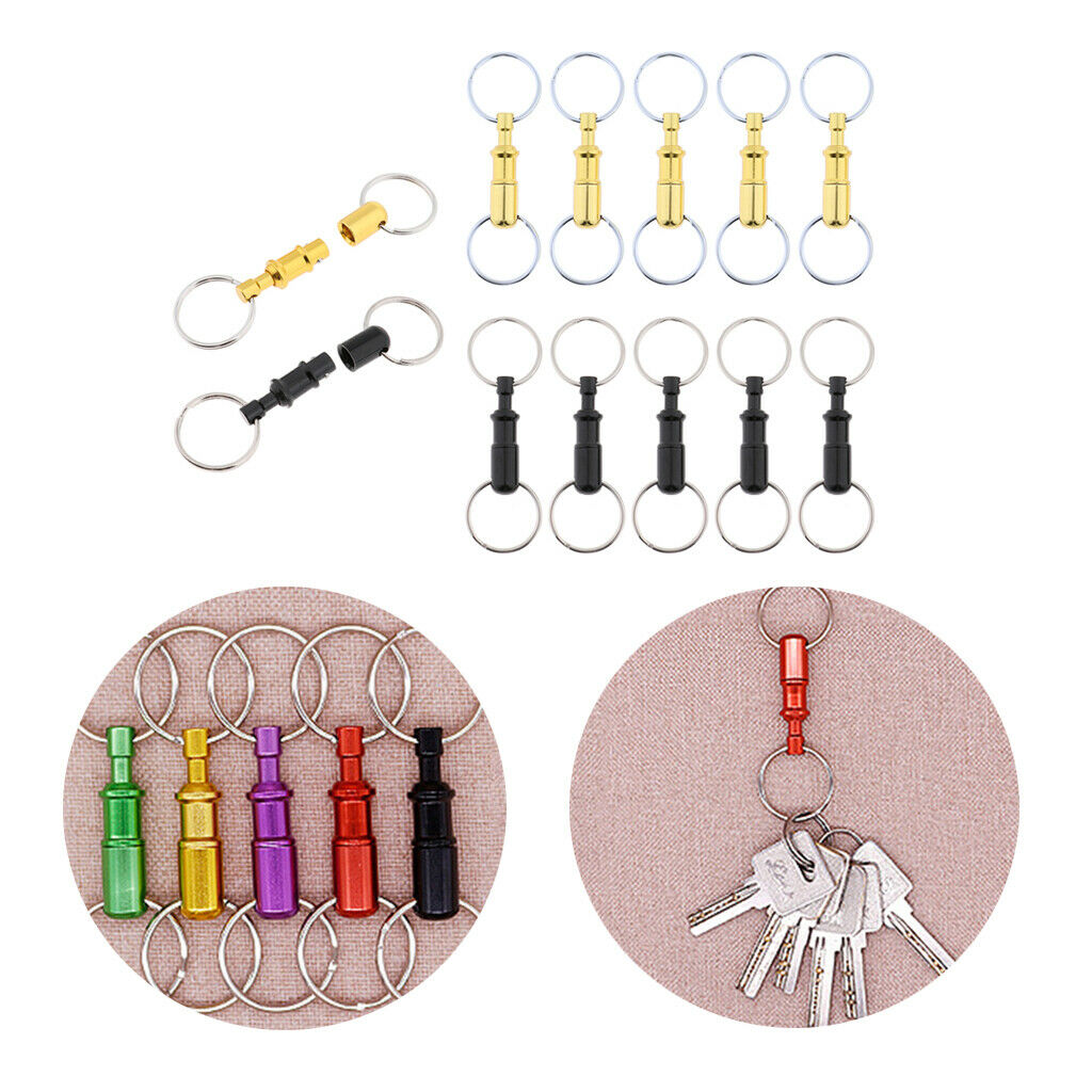 12Pcs Quick Release Pull-Apart Keychain Double Split Rings Handy Outdoor