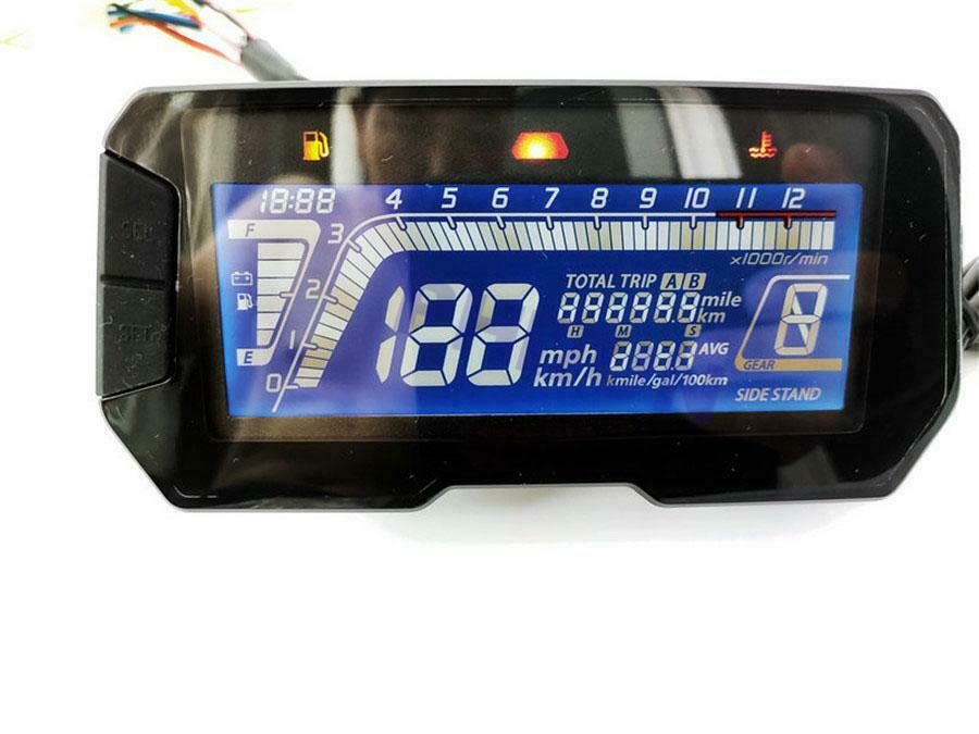 DC 12V Blue LCD Motorcycle Speedometer Odometer Tachometer with Sensor Cable