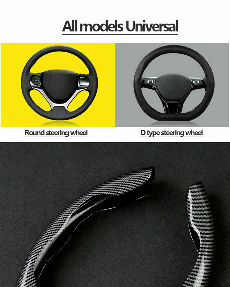 2x Carbon Fiber Car Steering Wheel Booster Cover Non-Slip Accessories Universal