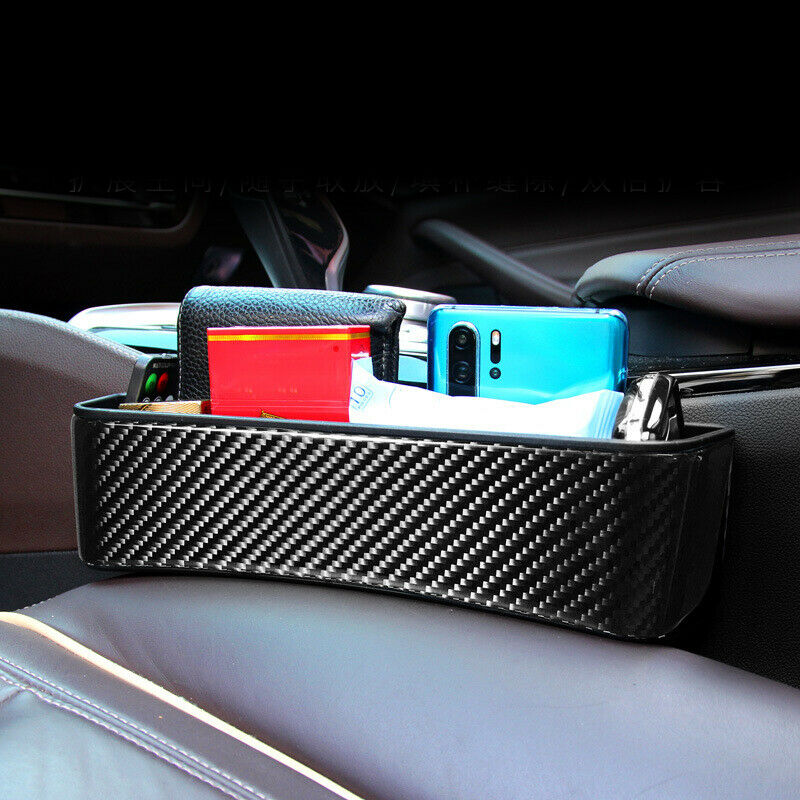 1PCS Carbon Fiber Car Front Seat Side Catch Box Console Storage Organizer Pocket