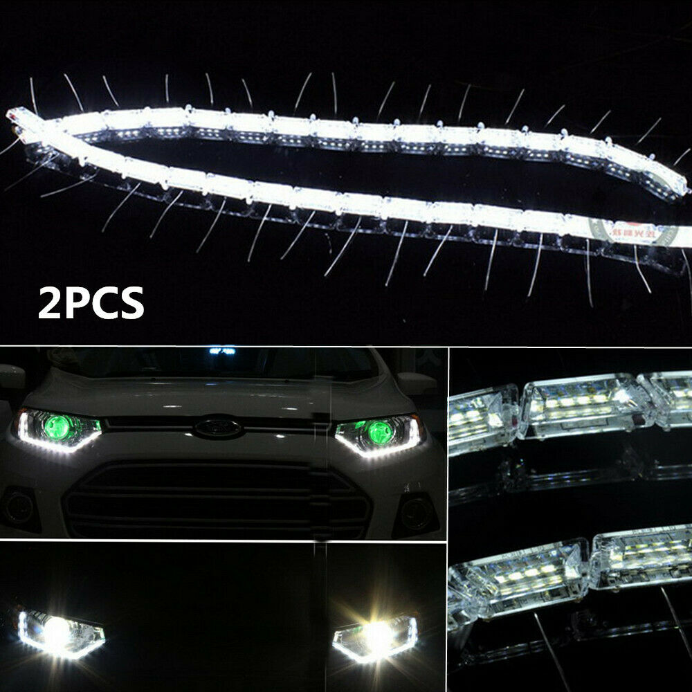 2PCS LED Headlight Daytime Running Flow Turn Signal 12V Two-way Angel Eyes Strip