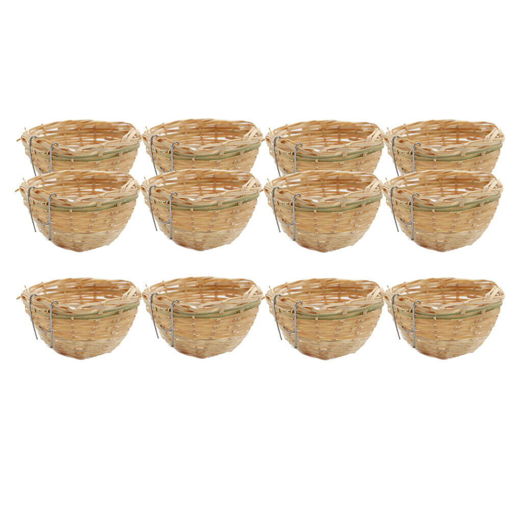 12pcs Round Bird Feeding Nest Hanging Cage for Finch Canary Breeding Behavior
