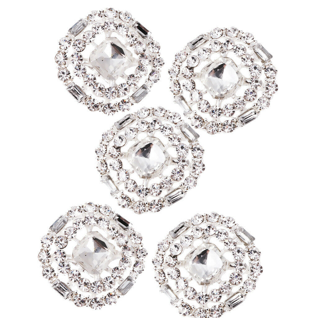 5x/Pack Rhinestone Round Shank Buttons Sewing Buttons Wedding Decor 23mm