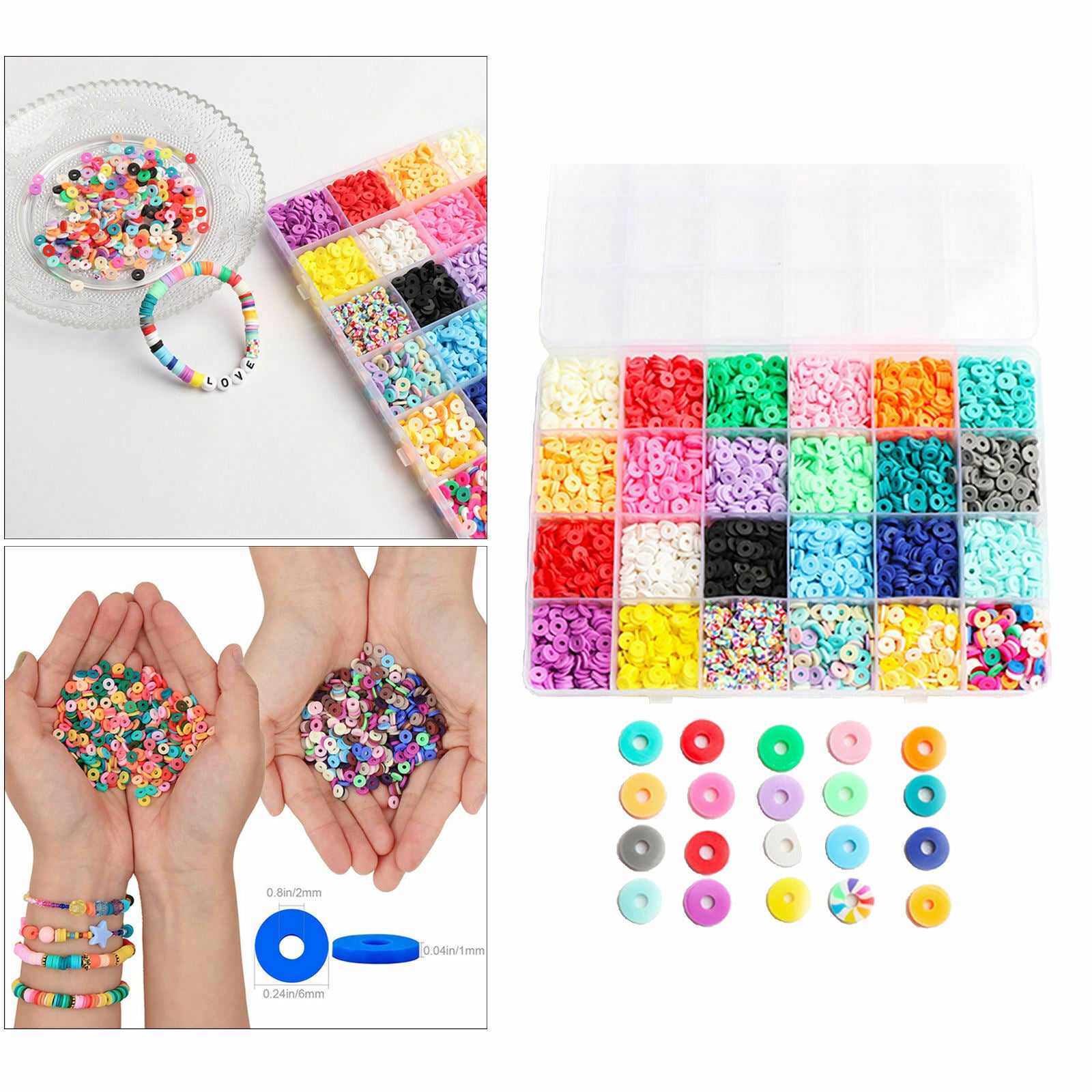 Polymer Clay Spacer Beads 6mm Letter Circle Beading Jewelry Making for Rings