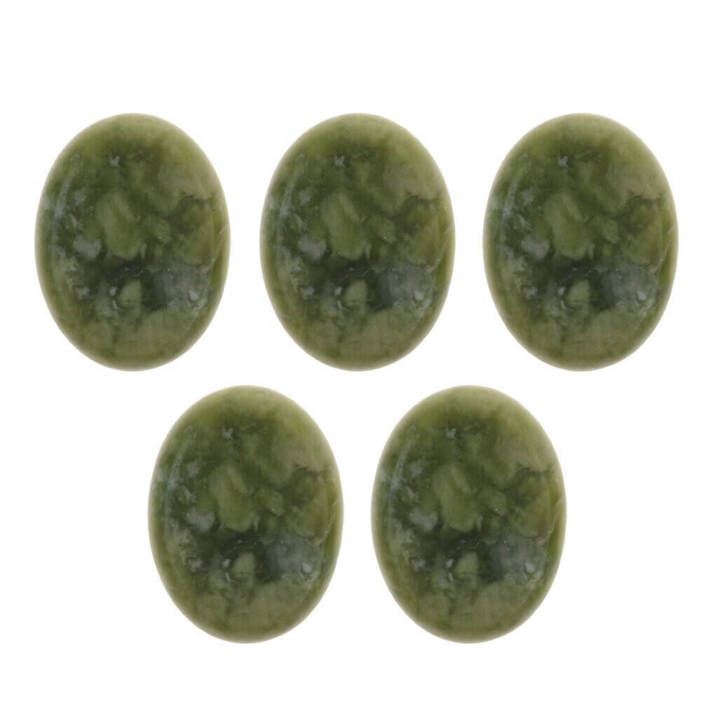 5Set Oval Natural Massage Energy Jade Stones for Hot Spa Fatigue Relief