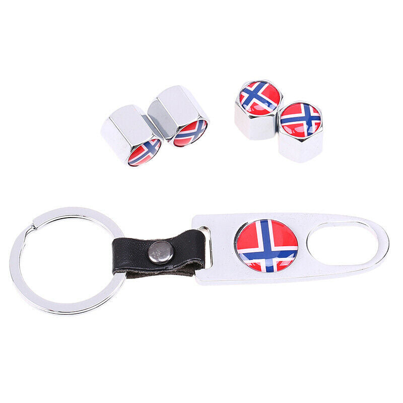 Universal Car Auto Wheel Tyre Tire Valve Dust Stems Air Caps + Keychain For Ford