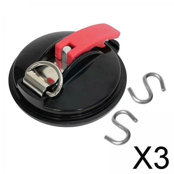 3X Suction Cup Anchor Tie Down Car Side Awning Durable With Securing S Hook