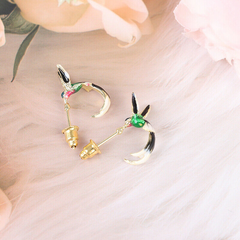 New creative European and American ladies cute hummingbird shape drip ear.l8