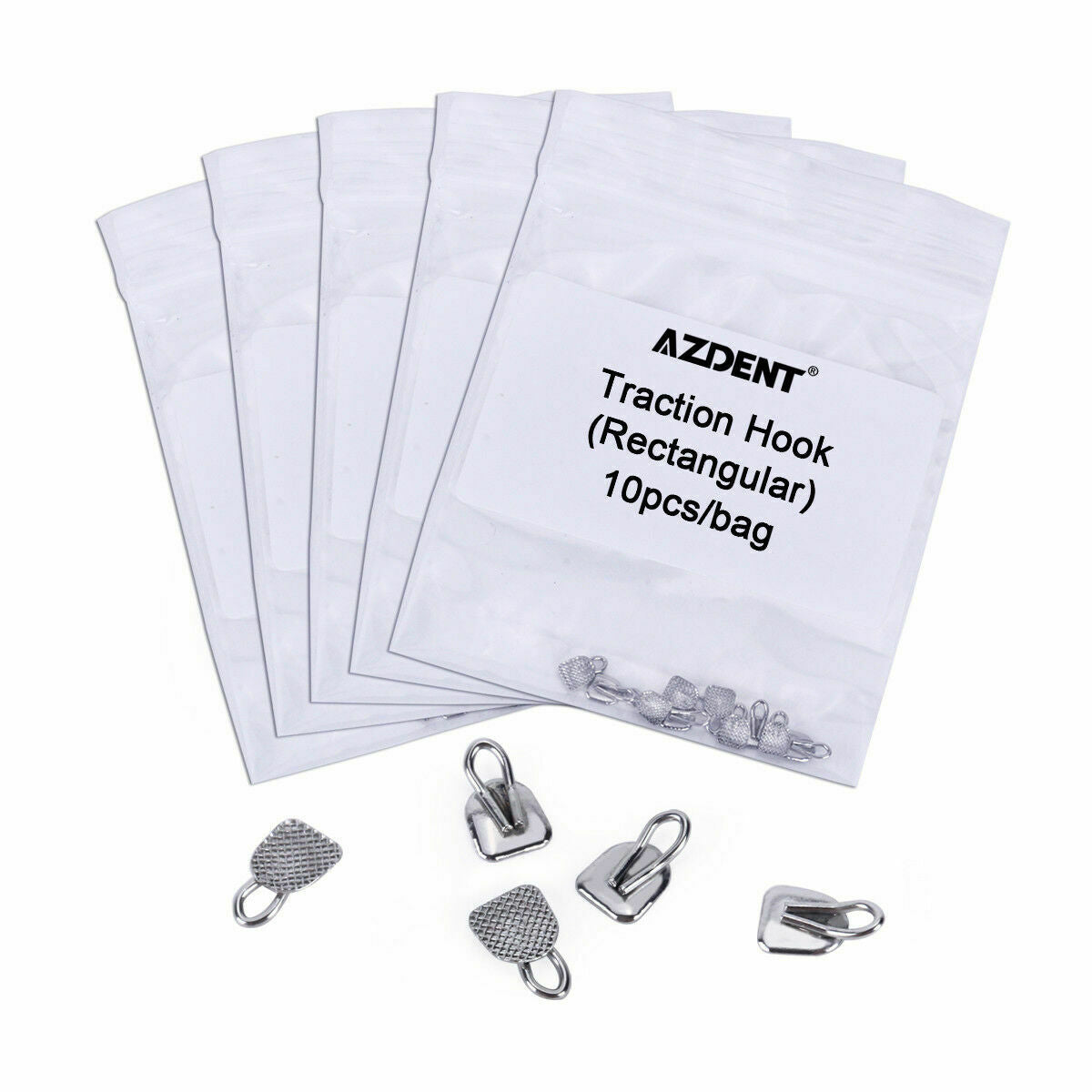 20 Packs Dental Orthodontic Traction Hook w/ Lingual Buttons Rectangular AZDENT