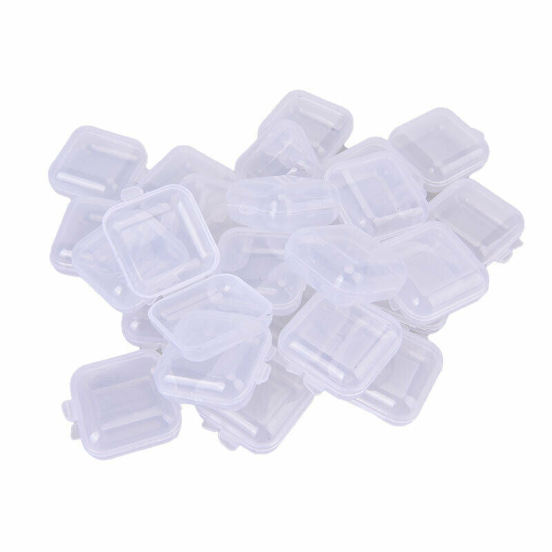 25Pcs Small Boxes Square Transparent Plastic Box Jewelry Storage Case Contai JD