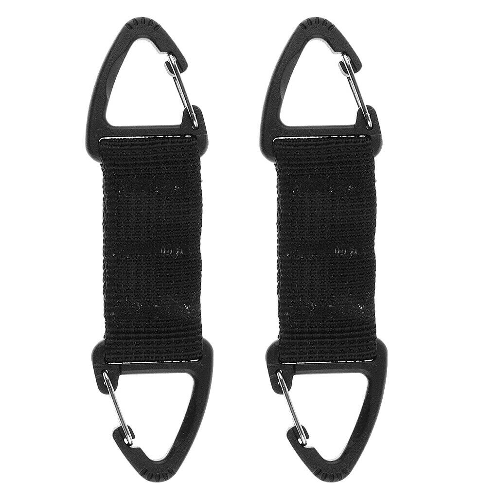 2pcs Double Ended Carabiner Clip Straps Double End Triangular Hook Color Black