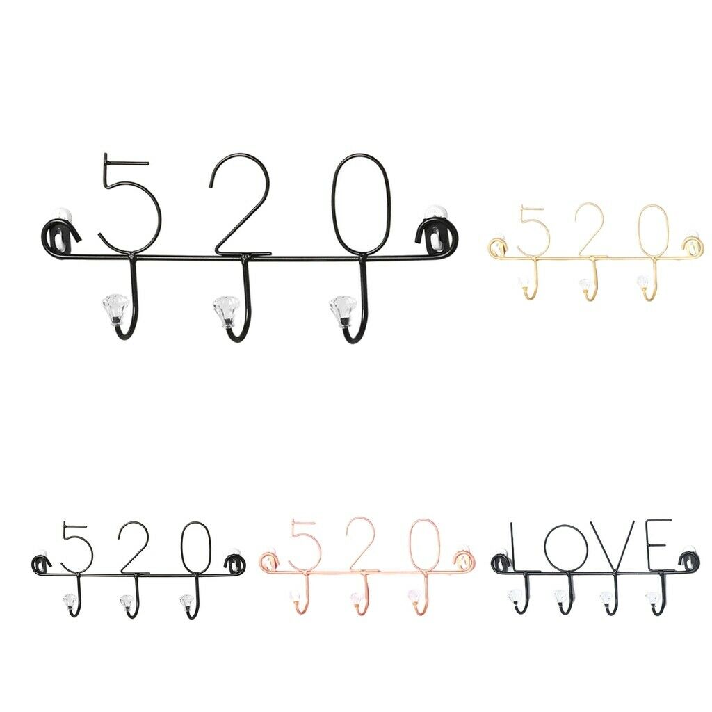 Golden 3 Hooks Practical Iron Wall Hook Home Storage Organizer f/ Wall Decor