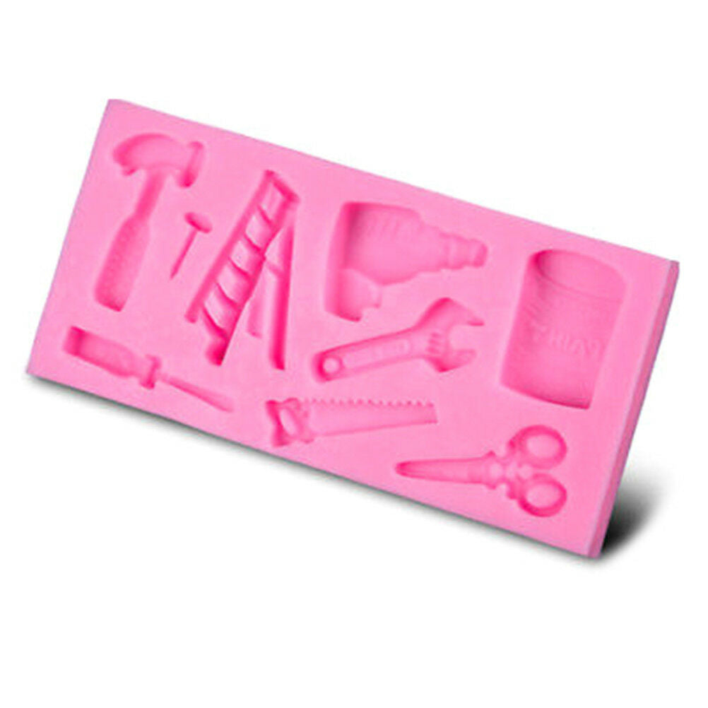 silicone cake fondant mold topper hammer spanner tools diy baking moulds US