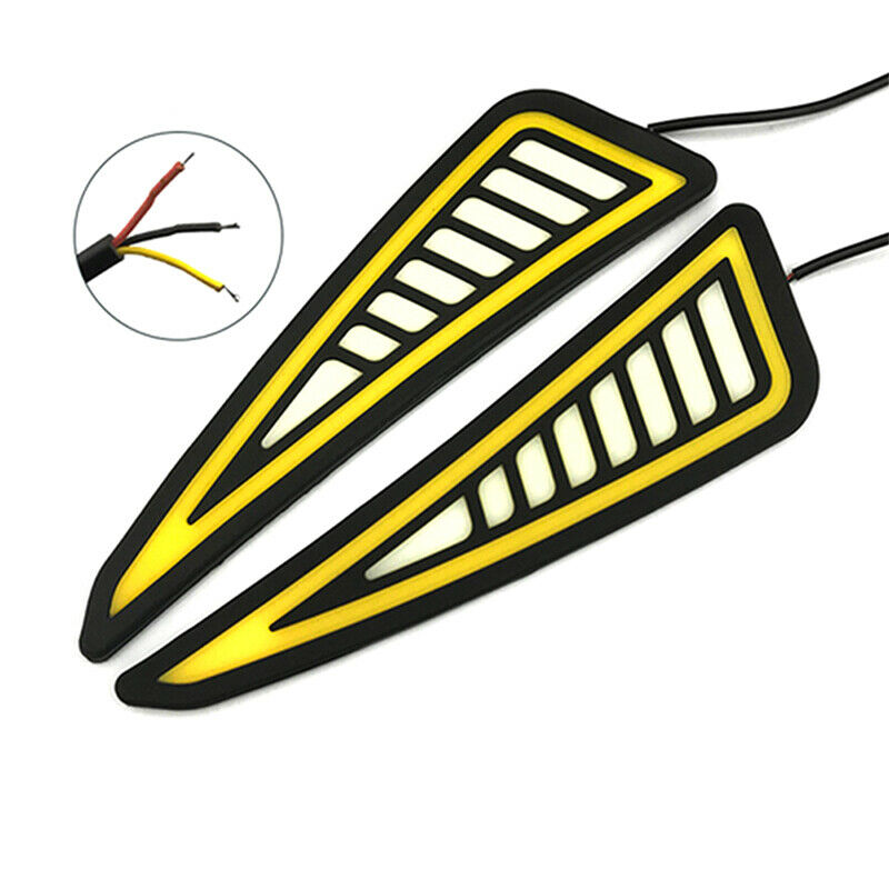 Car LED Bumper Strip COB Daytime Running Light Yellow Turn Signal DayLight  TwDF