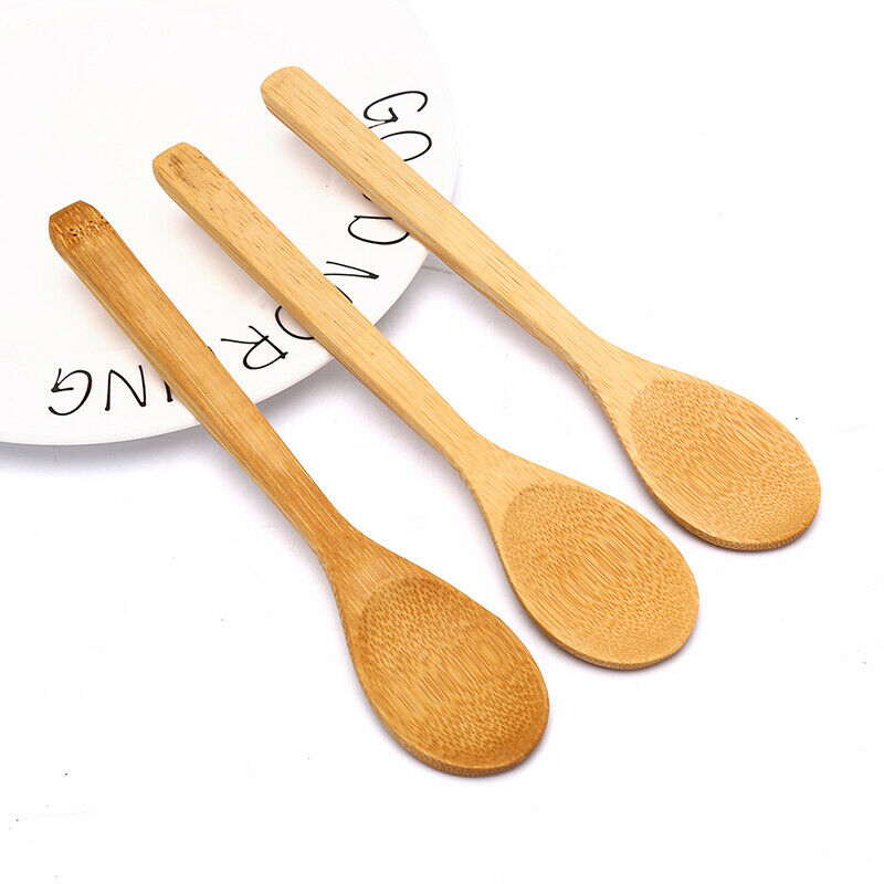 Wooden Round Bamboo Spoon Jam Scoop DIY Kitchen Cooking Utensil Tools .l8