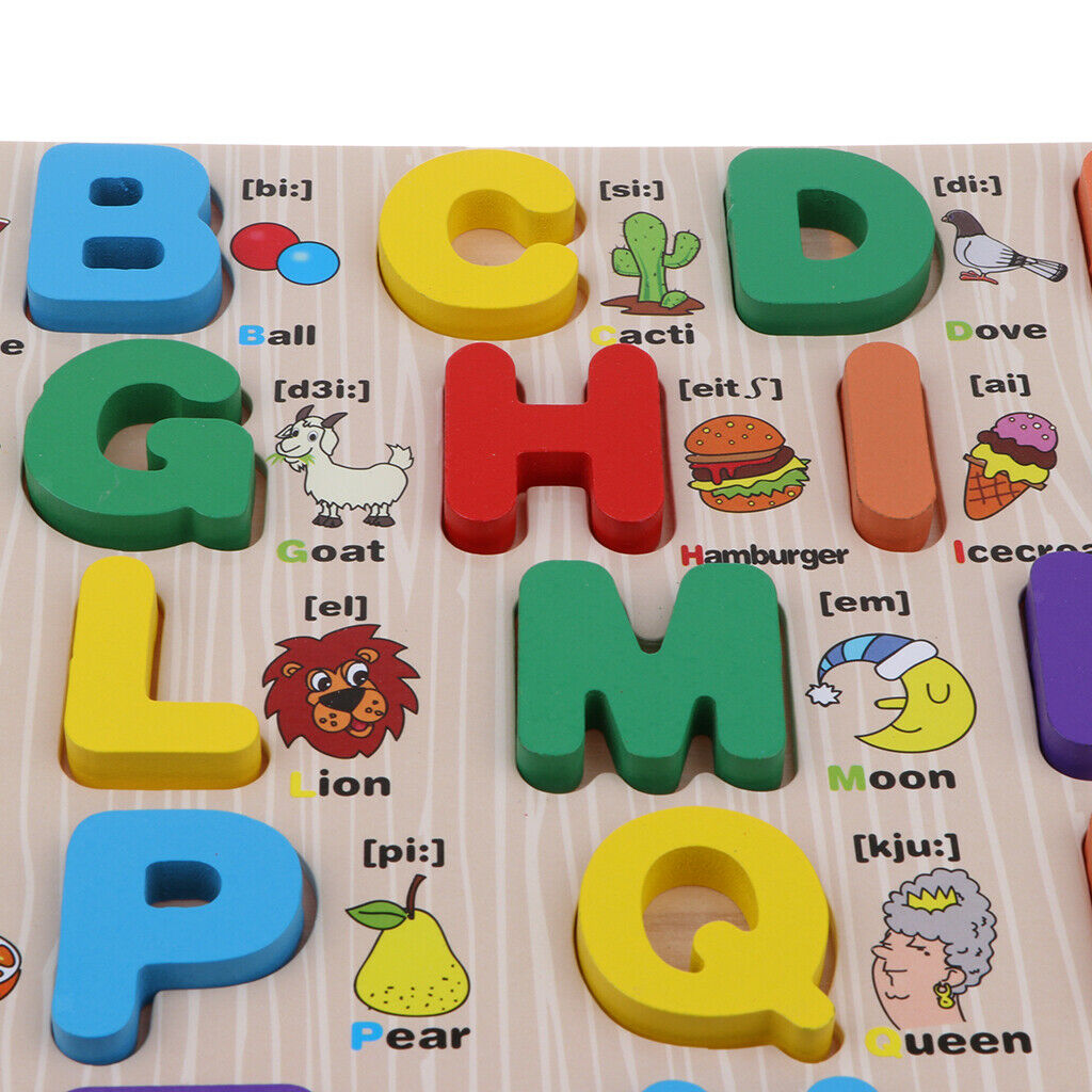 Alphabet ABC Numbers Kids Educational Toys Wooden Jigsaw Child Letter Puzzle
