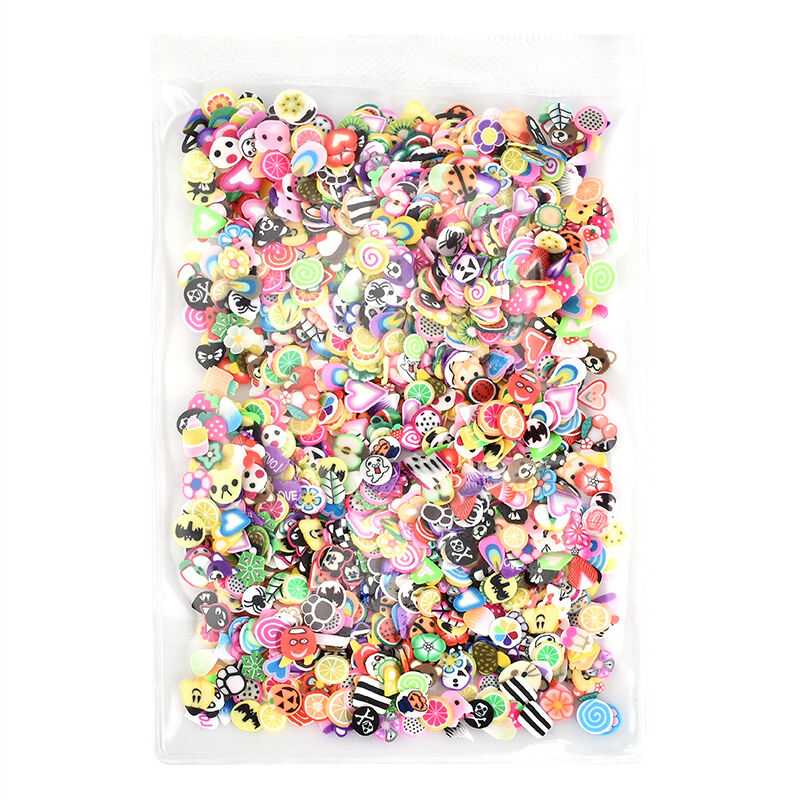 1000pcs DIY Mixed Theme Fimo Slice Clay Nail Art Tips Fruit Animals Decoration