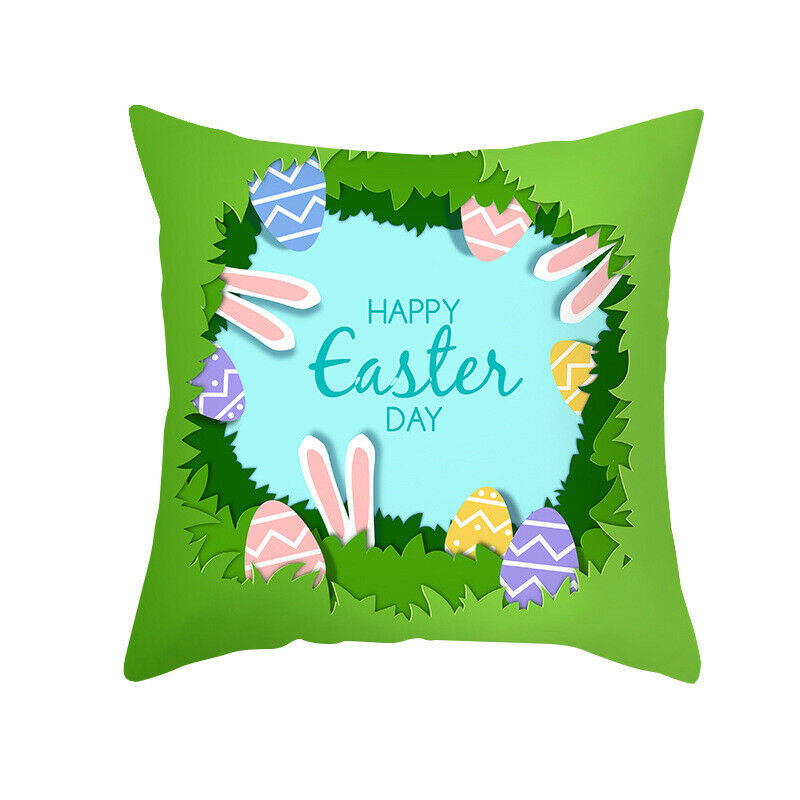 4Pcs Bunny Pillowcase Happy Easter Decorations for Home Easter Rabbit Eggs PW3P4