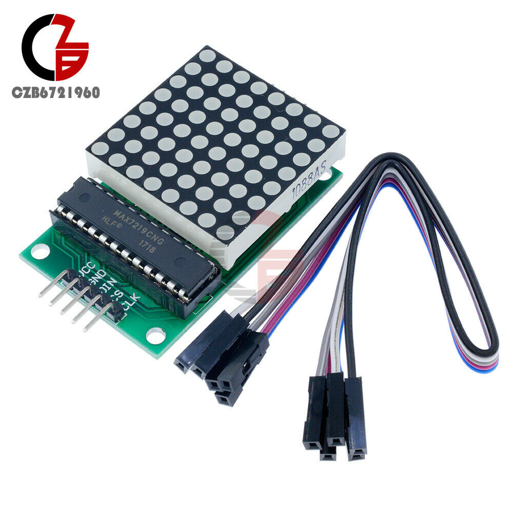 5PCS MAX7219 LED 8x8 Dot Matrix Module Red Light Assembled w/ Cable For Adduino