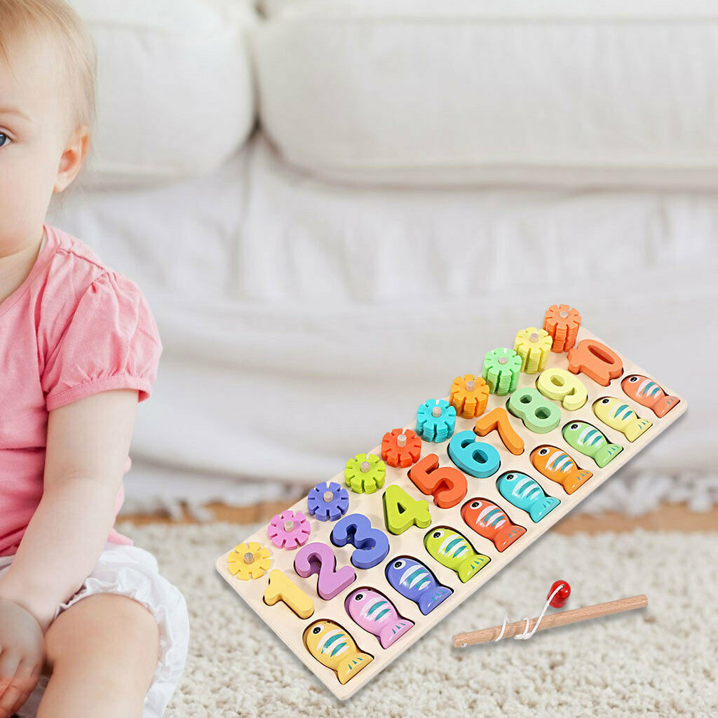 kids 3 in 1 Matching Board Toys Fishing Early Education Recognition Game