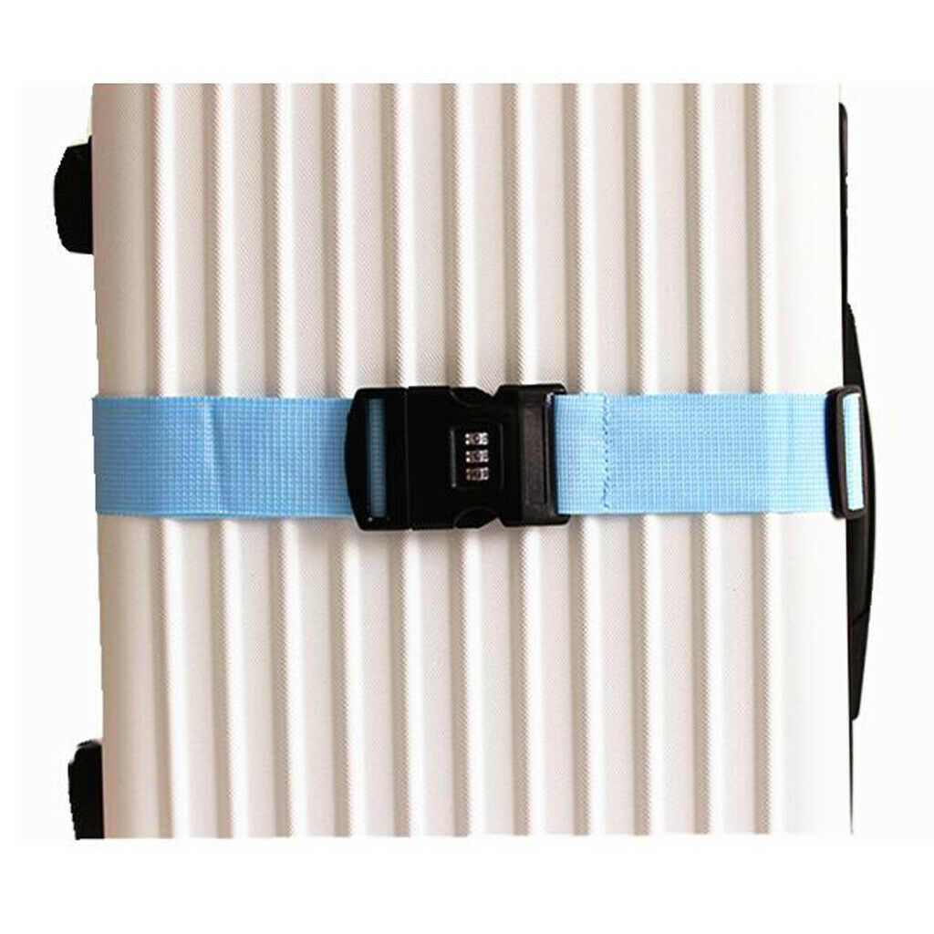 50-95cm Luggage Strap Adjustable Travel Belt w/ 3-Dial Combination Lock Blue