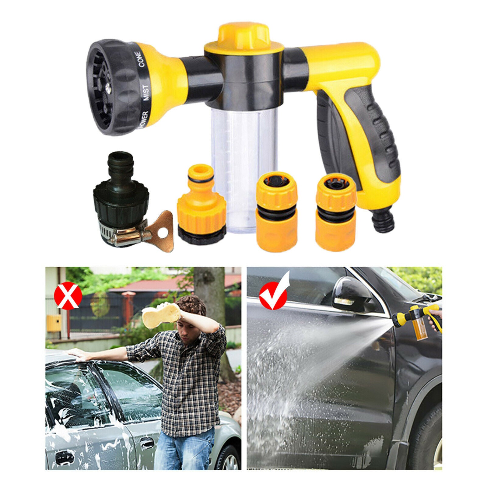 Foam Gun Garden Watering Hose Nozzle for Lawn Cleaning Car Washing Tool