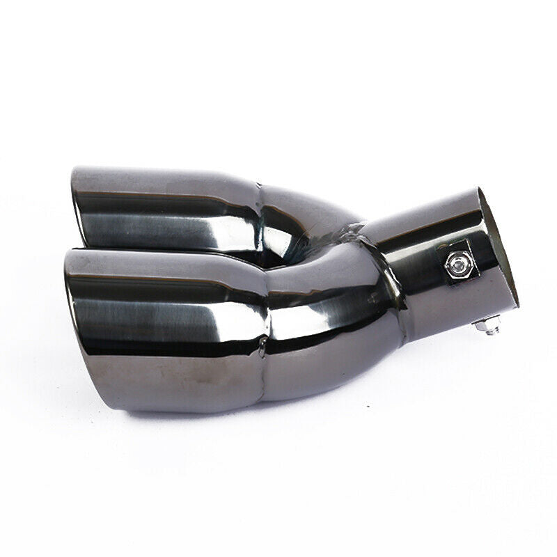 1PC 63mm inlet Car Exhaust Pipe Dual outlet Tail Muffler End Tip Stainless Steel