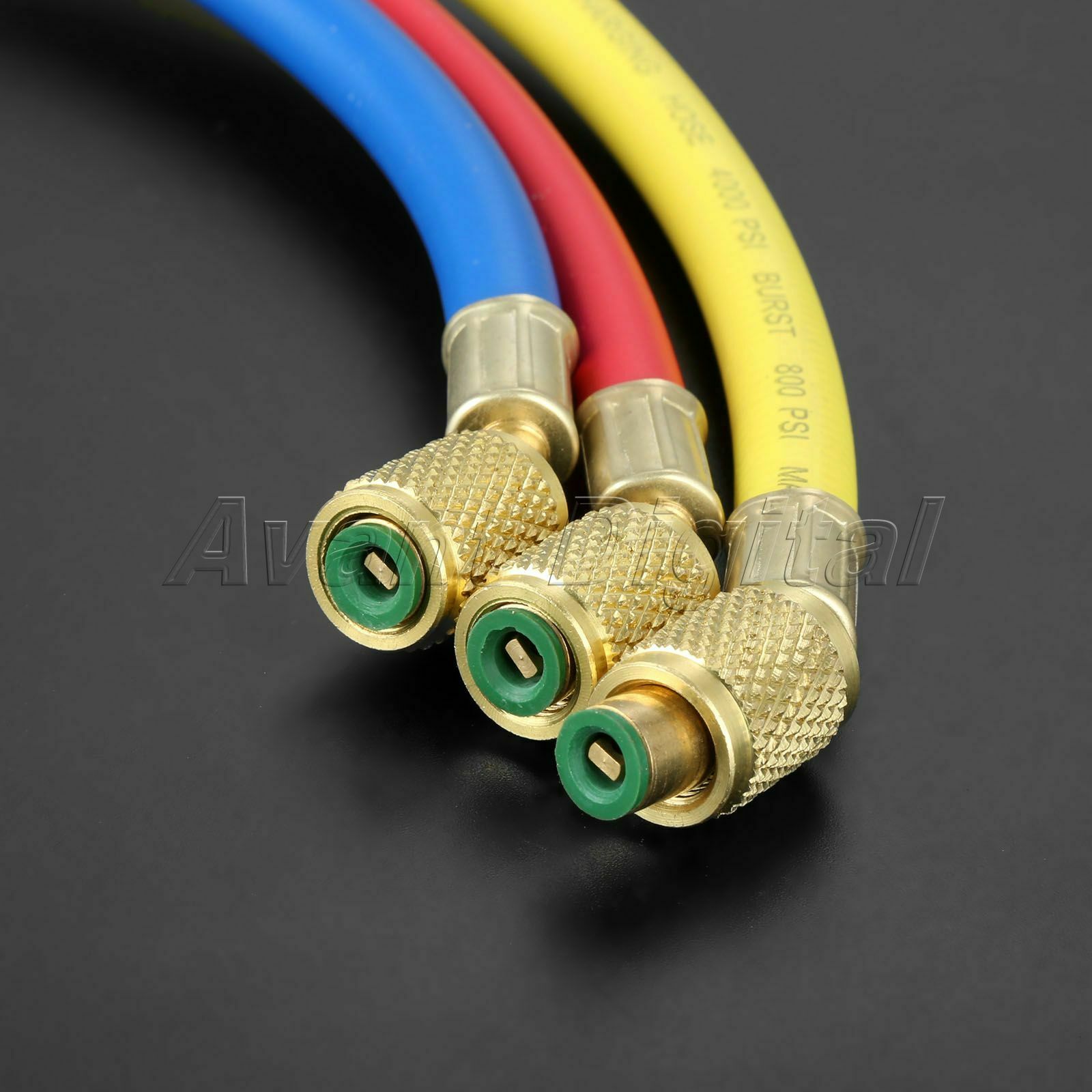 60" AC Charging Hose Set ball valve Air  Refrigerant R134A Brass Rubber