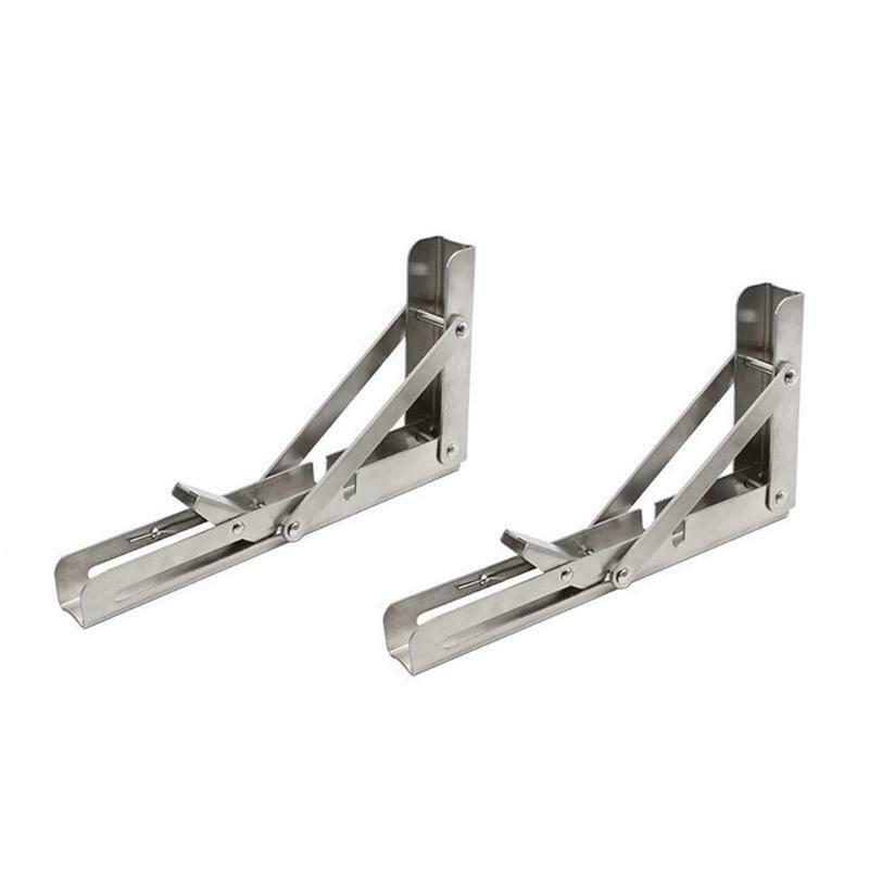 1 Pair Reinforced Folding Shelf Brackets 8-18inch Stainless Steel Bracket