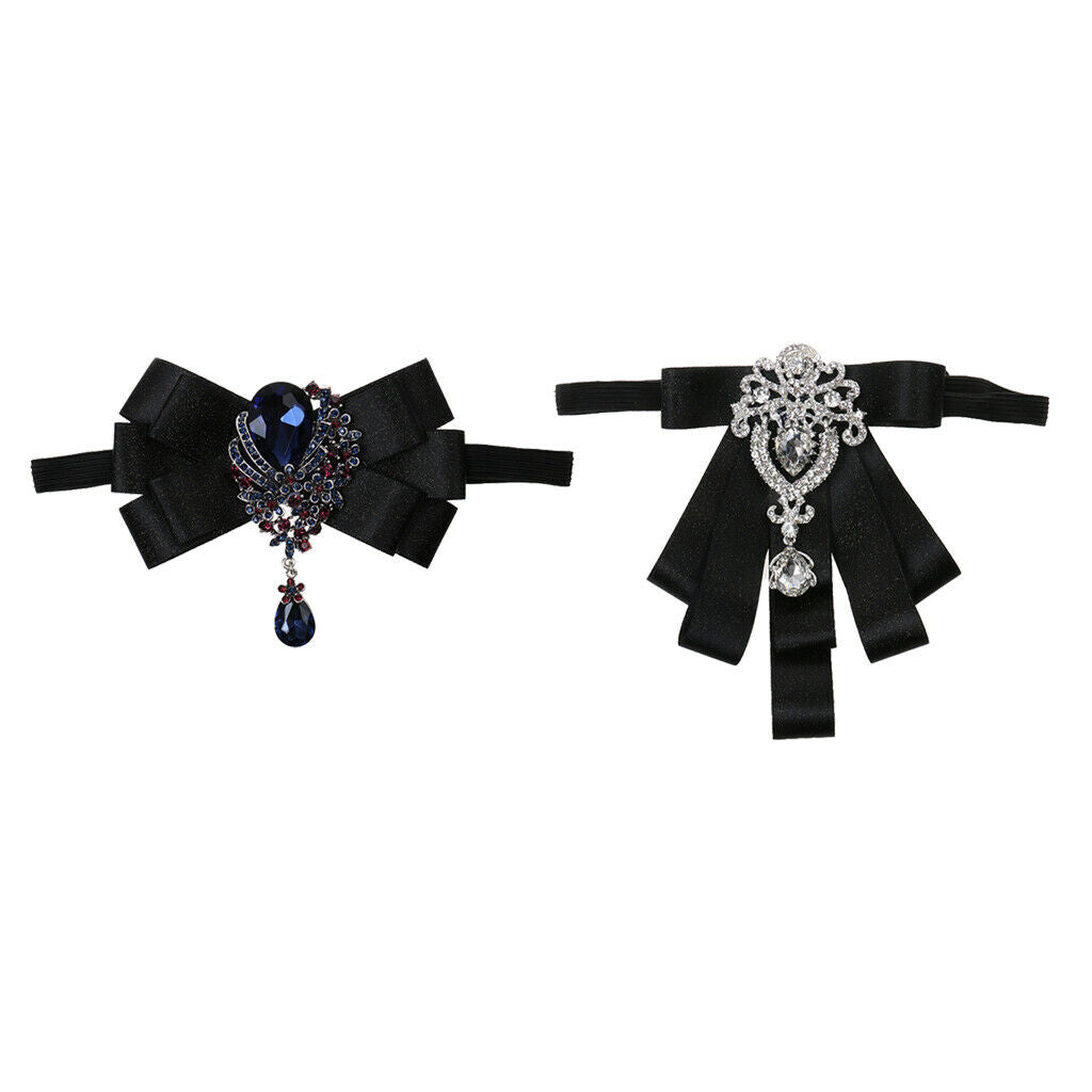 2x Mens Bow Tie Rhinestone Cravat Wedding Accessories Banquet/Party Neckwear
