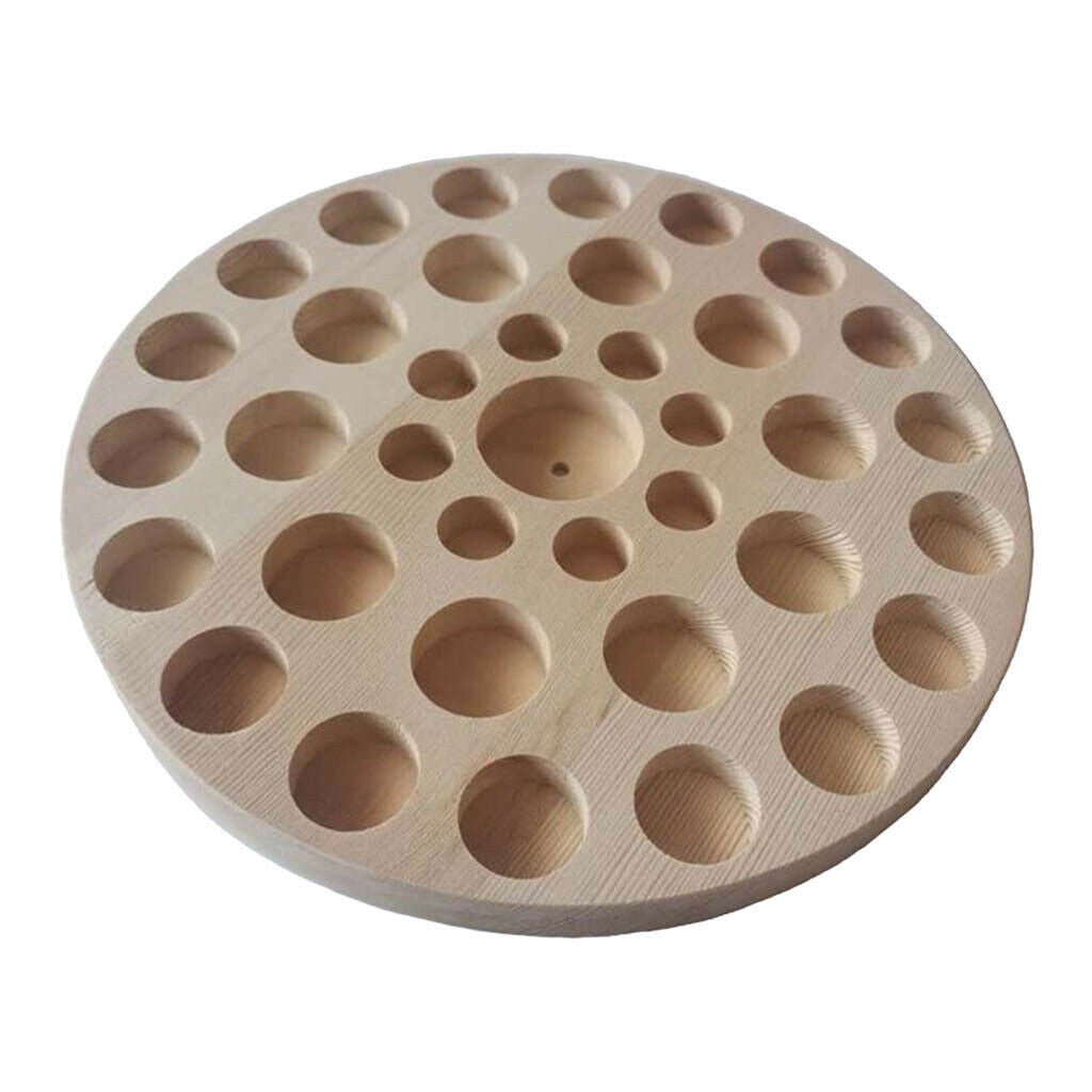 Round Wood Rack Organizer Holder Display Tray Shelf Holds up to 37 Bottles