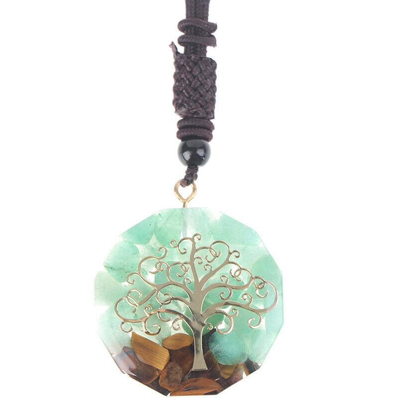 Orgonite Tiger'S Eye Stone Dongling Jade Pendant Energy Necklace JewelryB.bu LS