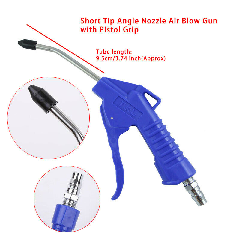 Air Blow Gun 4" NPT Angle Duster 1/2" Rubber Tip tool Nozzle Pistol Grip Safety