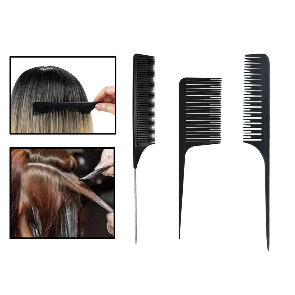 6 Pieces Professional Hair Comb with Foil for Professional Salon Tiles Black