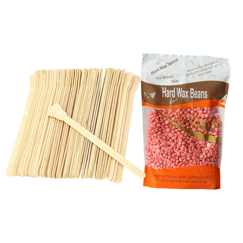 100g Hard Wax Beans Depilatory Arm Bikini Waxing Hair Removal + Spatulas