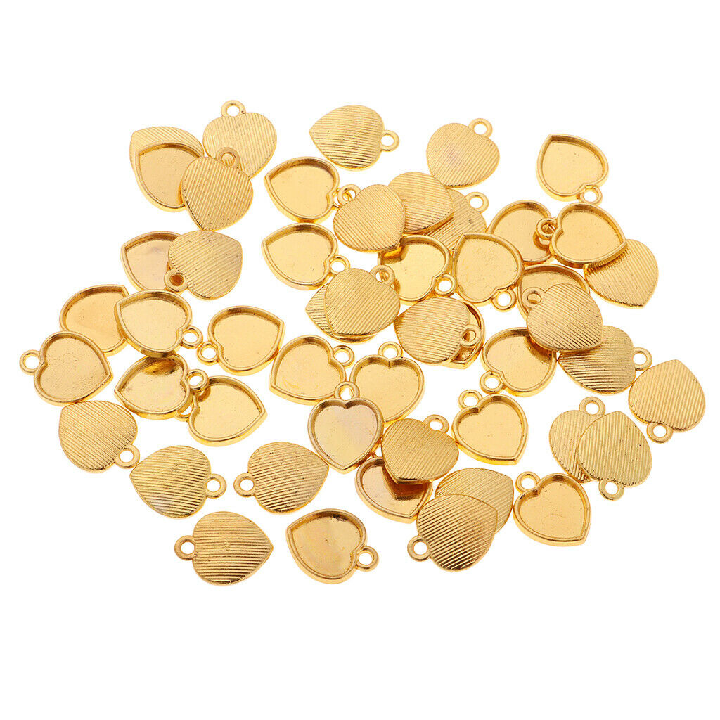 50x Blank Cabochon Trays Charms Bezel Base Pendants Settings Necklace Base