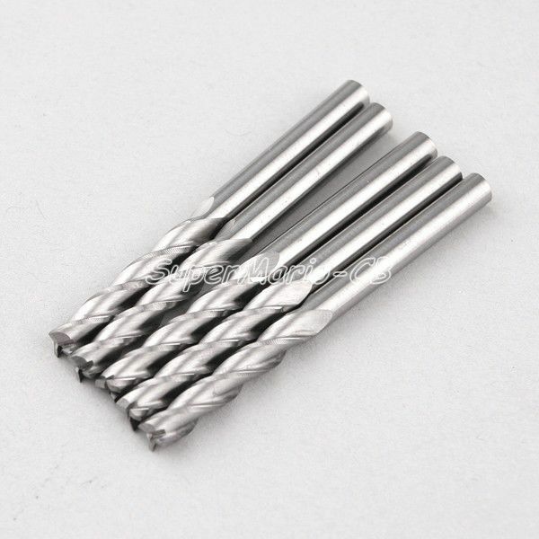 5 x 6mm 1/4'' Carbide CNC 3 Three Flute Spiral Router Endmill Bit CEL 52mm
