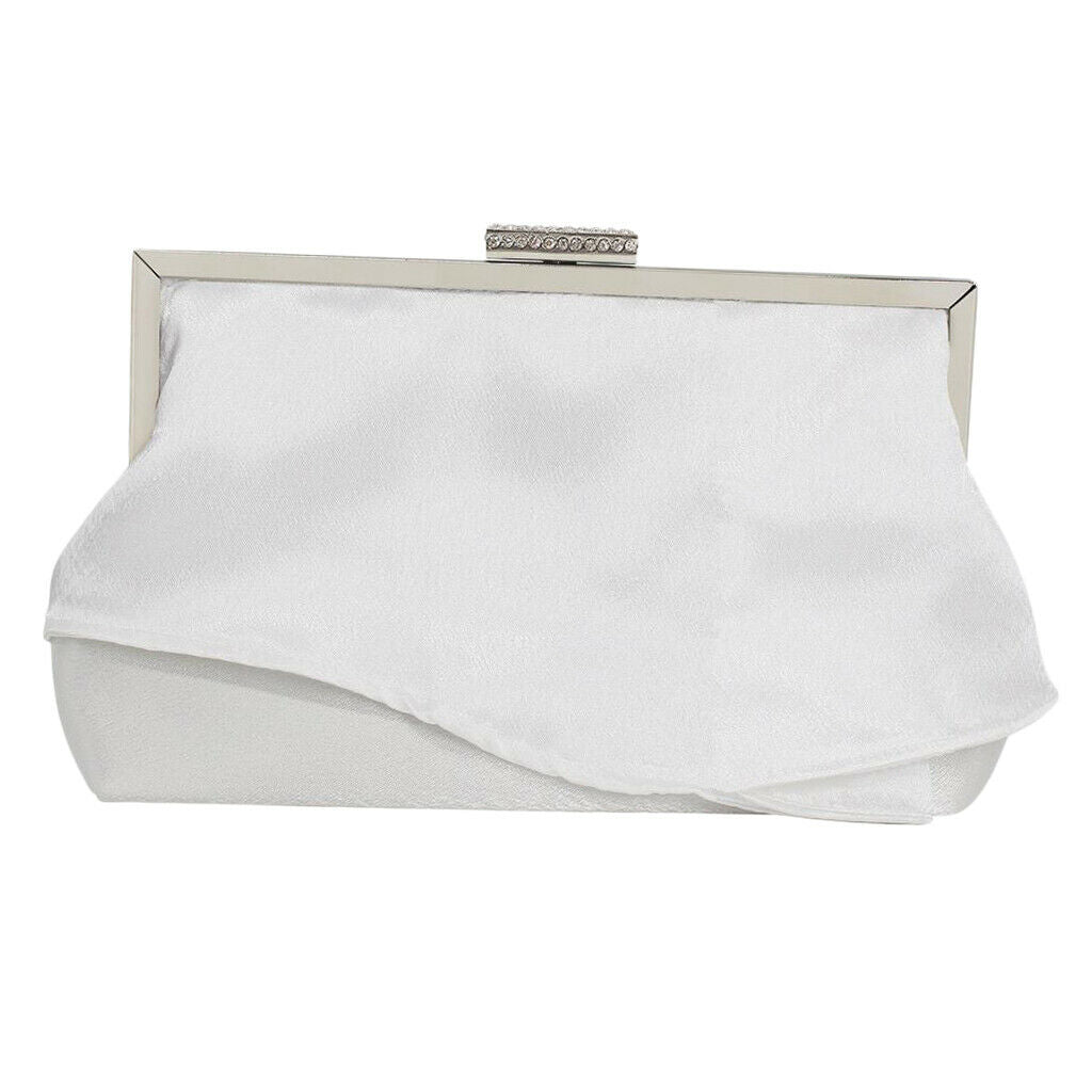 Women Clutch Evening Bag Pleated Satin Formal Wedding Cocktail Handbag Purse