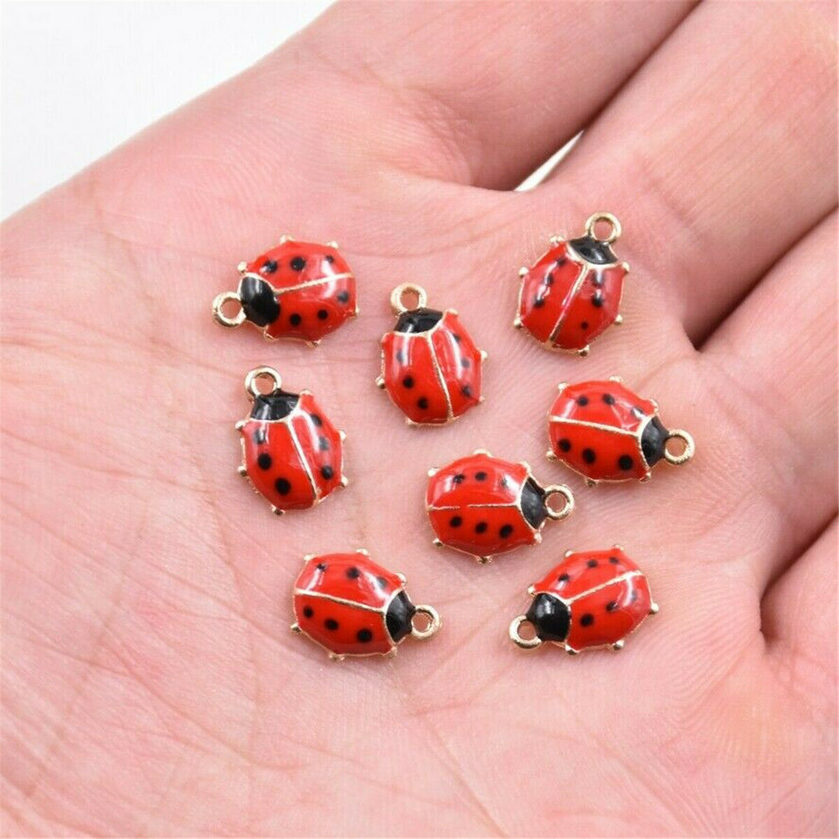 10pcs Ladybird Ladybug Enamel Charm Pendant 11*9MM For DIY  Earrings Bracelet